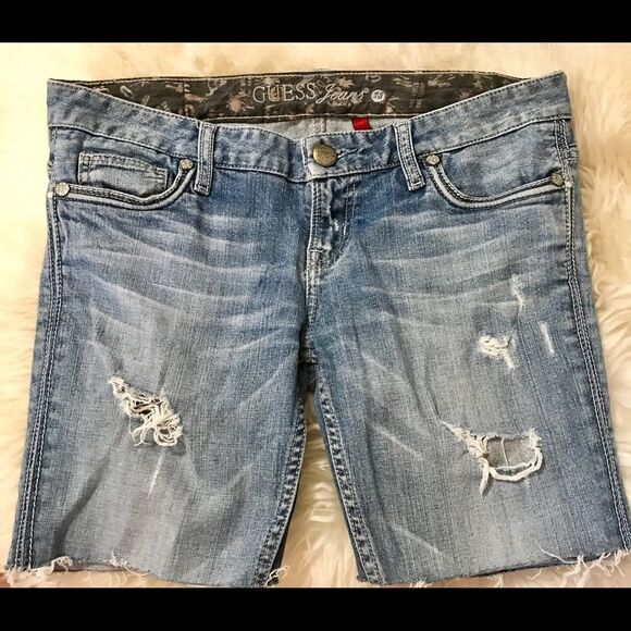 Guess Cut-Off Denim Shorts - Picture 2 of 9